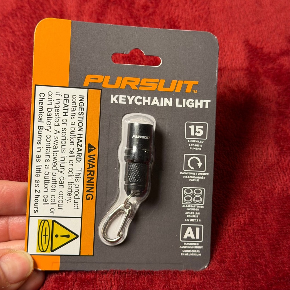 Pursuit 15 Lumen LED Keychain Light Black Aluminum Carabiner PURKCL-BLK‎ New